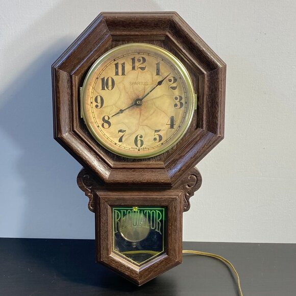 Vintage Spartus Regulator Pendulum Wall Clock Electric Working Mid Century,U.S.A - Picture 1 of 10